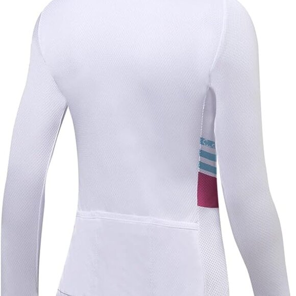 NWT Santic Olivia Women's XS-2XL White Cycling Jersey Long Sleeve Full Zip, Rear - Picture 4 of 12